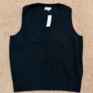 NWT J. Crew Black V-Neck Cashmere Sweater Vest